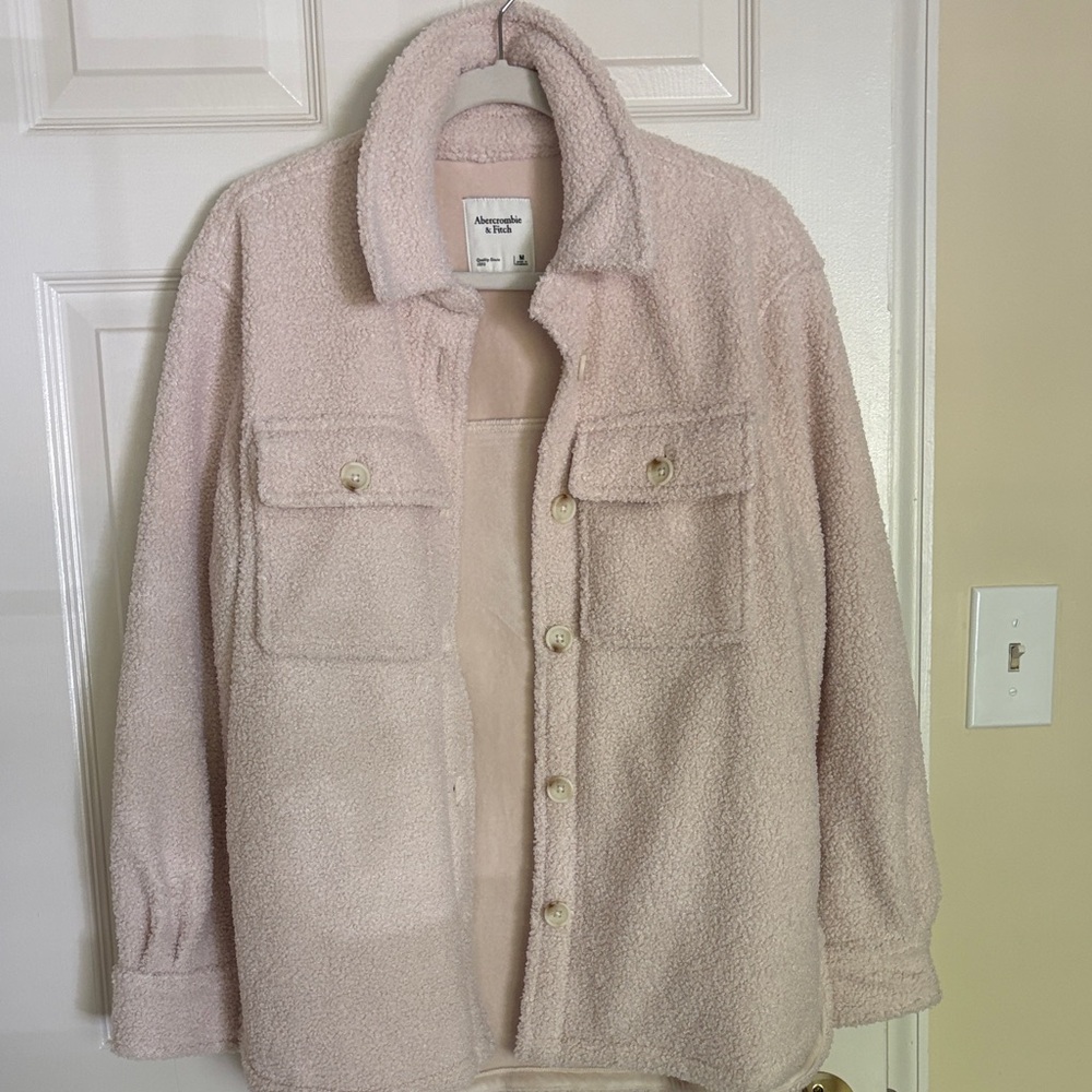 Abercrombie & Fitch Cream Sherpa Jacket